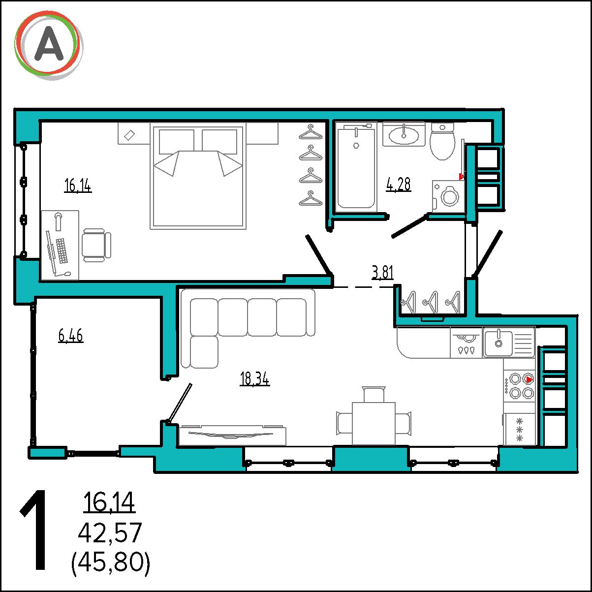 планировка квартиры № 125