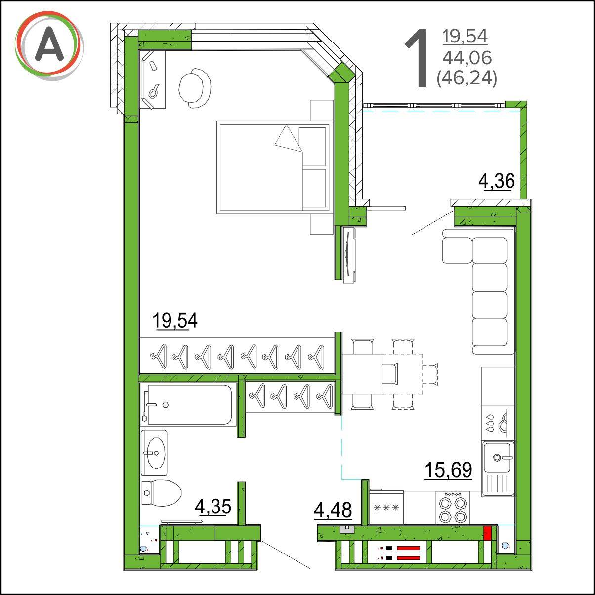 планировка квартиры № 111