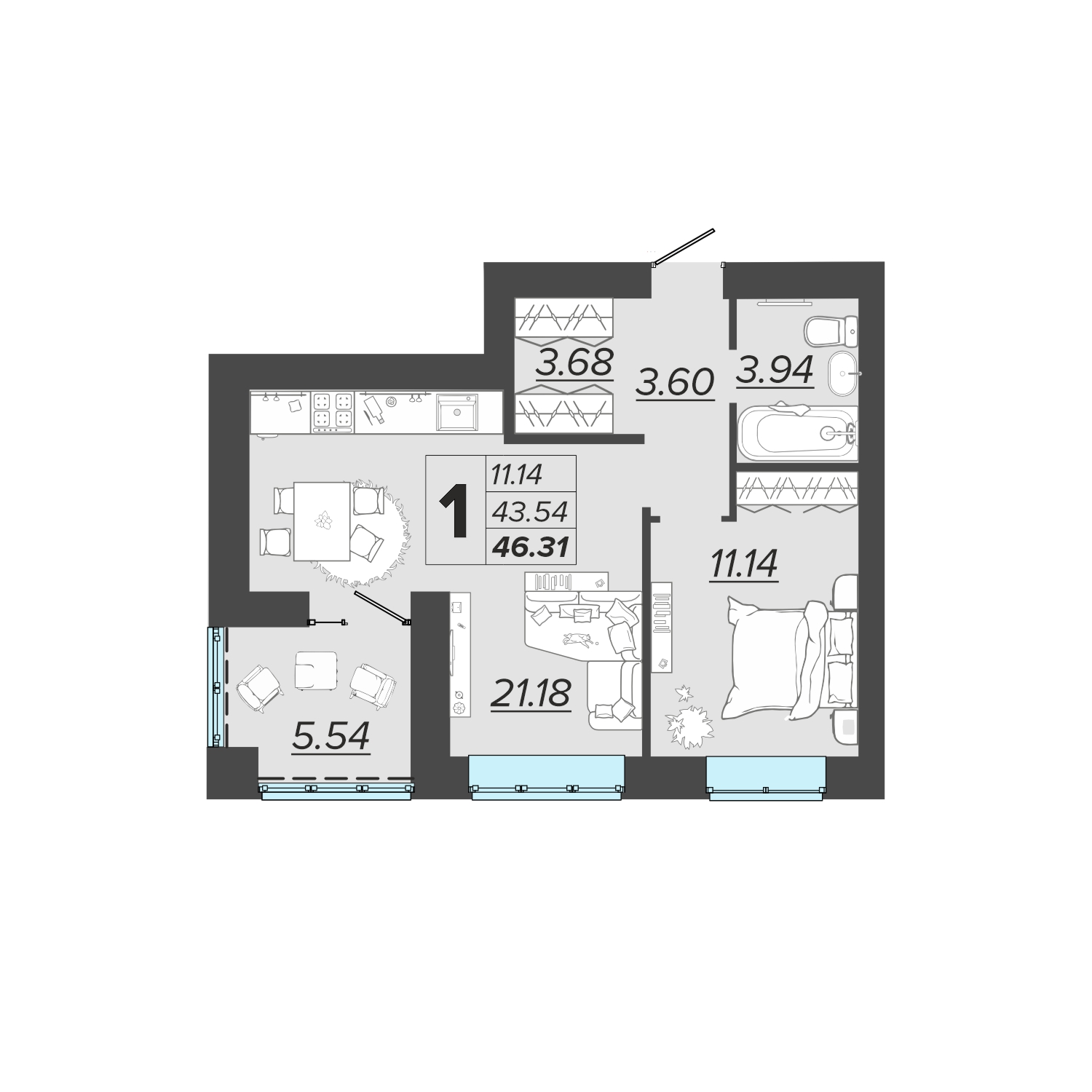 планировка квартиры № 344