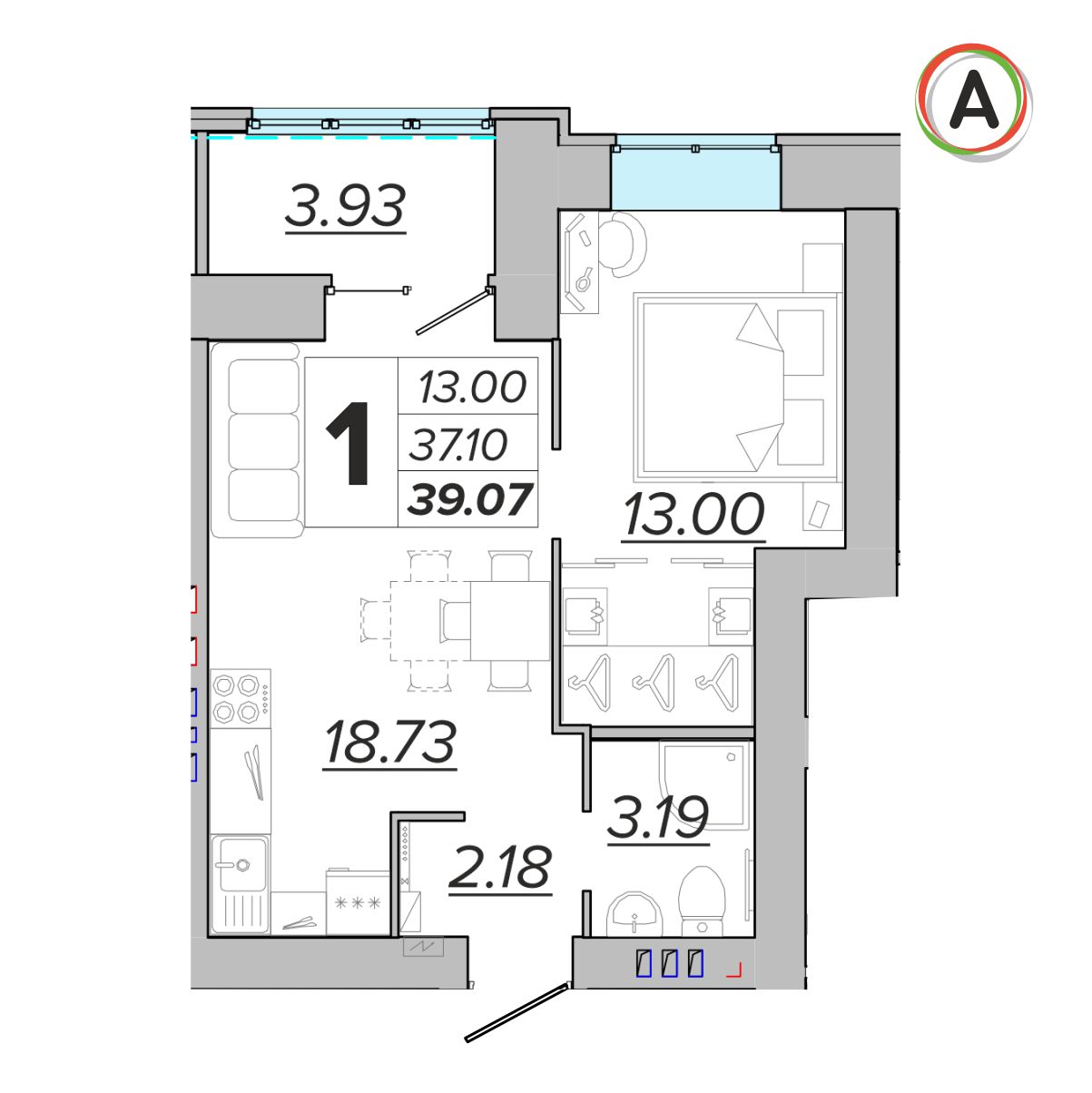 планировка квартиры № 94
