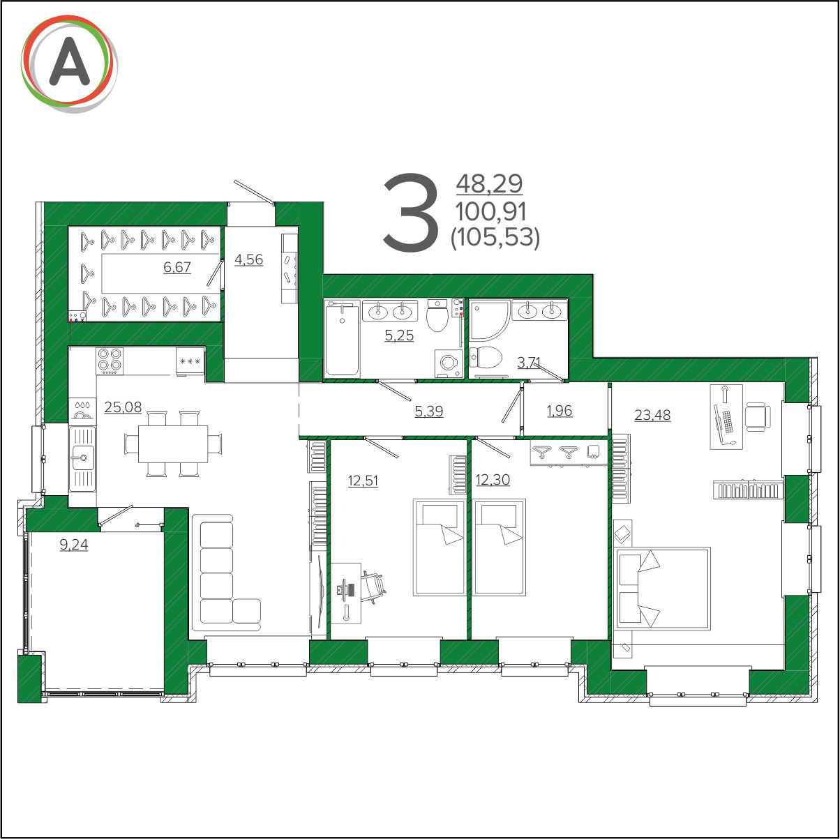 планировка квартиры № 215
