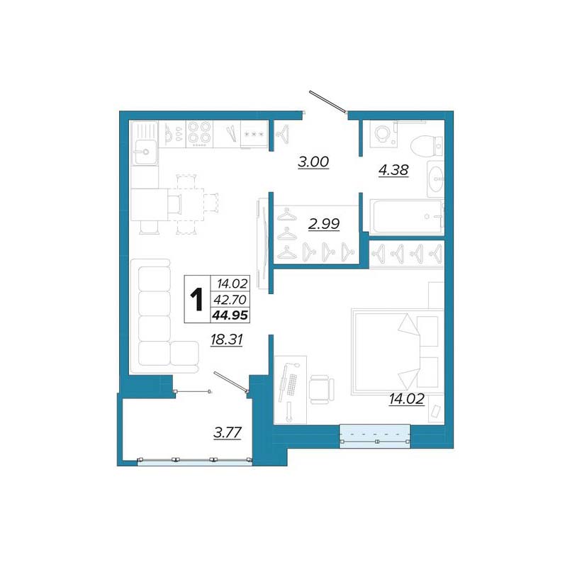 планировка квартиры № 155