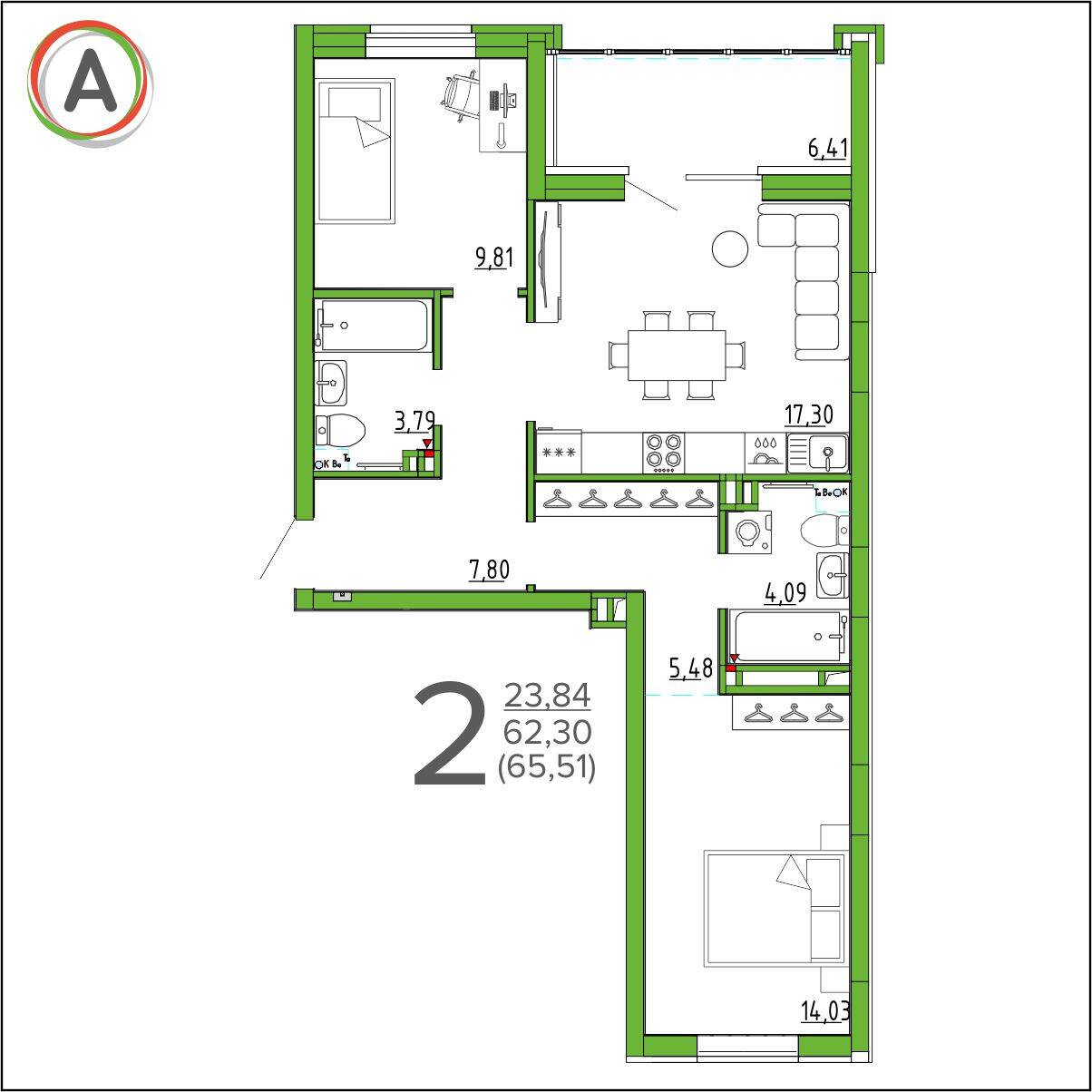 планировка квартиры № 142