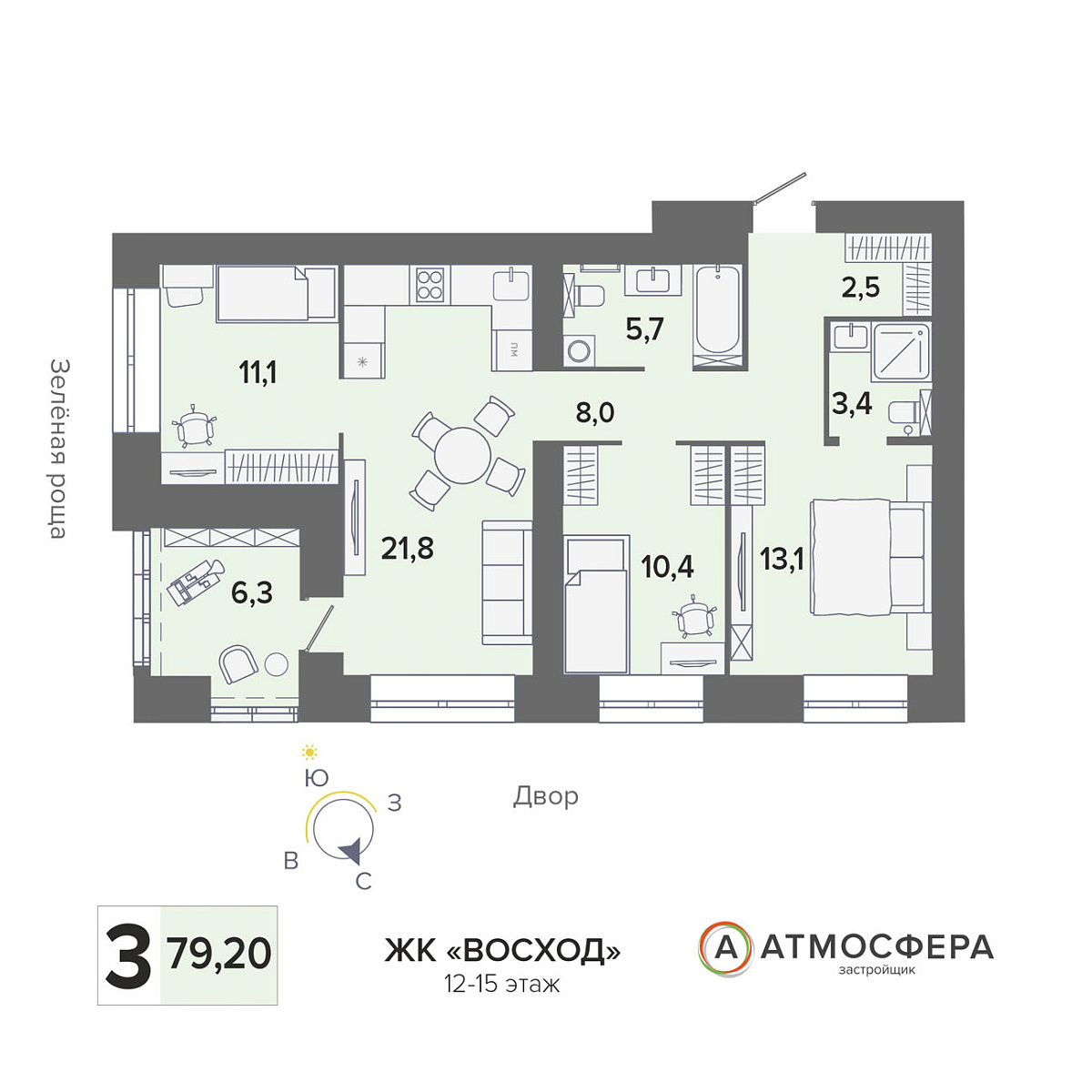 3-комн. 79.2 м²